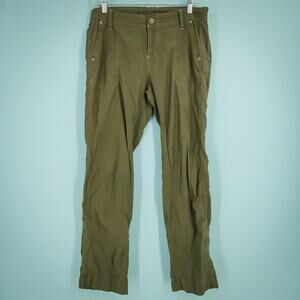 Kuhl Size 12 Green Button Zip Straight Leg Hiking Outdoor Active Cotton Pants
